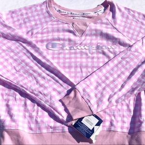 🆕 Champion pink & white Checkerboard Sweatshirt size large (86)
